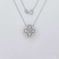 Collier pendentif ajustable en or blanc 18 carats avec diamant de laboratoire taille poire, motif trèfle porte-bonheur, ensemble de colliers délicats pour femmes