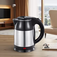 Bouilloire électrique minimaliste en plastique noir pour hôtel 1500W Bouilloire électrique en acier SS304 1.8 L 0.28mm pour eau bouillante