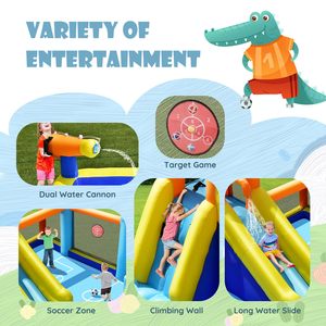 Inflatable Water Slide <b>Bounce</b> House Kids Water Park Jump <b>Castle</b> With Dual Water Cannons Splash Pool Outdoor Party - Product Image 4