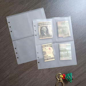 Vente en gros d'enveloppes à billets A5 personnalisées givrées, pochettes rechargeables à 4 poches, reliure à anneaux, pochettes de remplacement pour argent comptant - Product Image 2