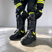 Bottes en cuir pour pompiers EN15090, embout en acier, résistantes aux flammes, imperméables, chaussures de sécurité industrielles, équipement de pompier