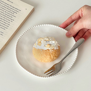 Plato de Postre de Cerámica Blanca con Diseño de Puntos de Perla, Estilo Americano, Plato para Desayuno y Cena Familiar, Bandejas para Servir para Acampar - Product Image 2