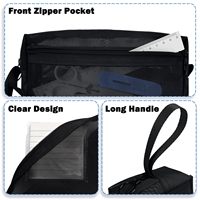 Gelory Noir Grande Capacité Transparent Mesh Zipper Trousse à Crayons Grande Personnalisé Zip Mesh Trousse à Crayons de Maquillage