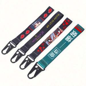Factory Wholesale Short Lanyard Custom Item Logo Fabric Strap Wrist Keychain - Product Image 3