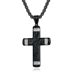 Original New Trendy Gold Plated Random Pattern Two-color Diamond <b>Cross</b> <b>Chains</b> Stock Men's Stainless Steel Accessories Pendant - Product Image 3