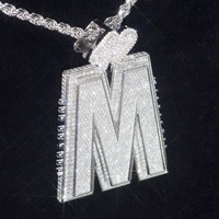 Pendentif personnalisé en argent 925 plaqué or, style hip-hop, avec logo lettre prénom, serti de moissanite VVS taille brillant, testeur de moissanite inclus, pour rappeur star
