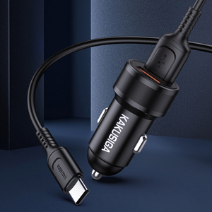 KAKUSIGA Car <b>Charger</b> 2xUSB 5V 2.4A Fast Charging With <b>Type</b> <b>C</b> <b>Cable</b> - Product Image 3