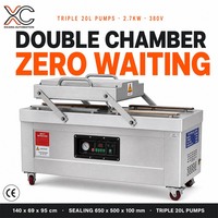 Machine d'emballage sous vide à double chambre XICANG XC-600, triple pompe 20L, barre de scellage de 650 mm, acier inoxydable épaissi pour la viande