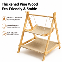 Hamac pour chat en bois personnalisé, lit pour chat à double couche avec tissu respirant, fournisseur de meubles pour animaux de compagnie OEM ODM