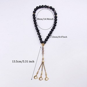 <strong>Muslim</strong> 12mm Natural Agate Prayer Bead Bracelet Vintage Classic Bead Bracelet Suitable for Casual Party <strong>Accessories</strong> - Product Image 5