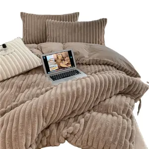 High quality Milk Velvet bedsheet sets Soft Warmful Bedsheet Duvet cover pillow case 6pcs set Comforter Bedding sets