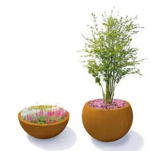 Corten Thép Bát Lớn Planters Vườn Kim Loại Bóng Hoa Chậu Trồng