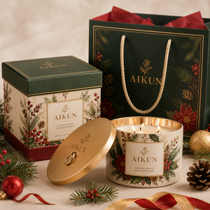 AIKUN Manufacturer <b>Bulk</b> Supply Handmade Christmas <b>Candle</b> Glass Container Aromatic Soy Wax <b>Candle</b> with Winter Season Gift - Product Image 1