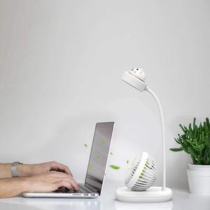 Nueva Lámpara de Escritorio con Ventilador Integrado, 3 Velocidades de Viento y Brillo Ajustables, Lámpara de Mesa LED Tipo Cuello de Cisne Flexible y Pequeña - Product Image 3