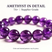 Bracelet en Améthyste Qualité 7A+ Perles Rondes en Cristal Violet Naturel Pierre Polie Bijoux de Guérison Vente en Gros
