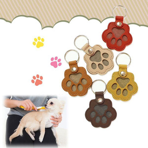 Leather Eco-friendly Creative Cartoon Dog Paw <strong>Pet</strong> Keepsake Hair Memorial Keychain Pendant Anti-Lost <strong>Ornament</strong> Modern Simple - Product Image 3