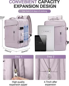 Mochila de Viaje Grande Personalizada para Mujer, Impermeable, Informal, para Deportes al Aire Libre, con Puerto de Carga USB y Compartimento para Zapatos - Product Image 2