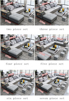 Sofa ukuran besar berbentuk L, Sofa kain Tempat duduk 2 3 5 7 kualitas tinggi dengan meja samping Usb dengan rak buku Sofa berbicara
