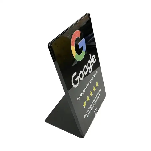 Customized Printing QR Code NFC Holder Acrylic PVC Nfc Menu Display Table Google Review Custom Nfc Stand