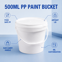 Ember Cat Plastik 500ml 0.5L PP Aman untuk Makanan, Dapat Didaur Ulang, Ramah Lingkungan, Tutup Kedap Udara, Pegangan IML, Grosir Pabrik