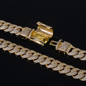 Bracelet pour homme à fermoir à bascule, chaîne cubaine en zircon de 14 mm, accessoires de mode Hip Hop, Tanjing Fashion Lijing Necklace - Product Image 4