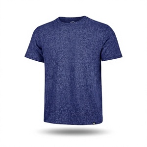 Camiseta de algodón para hombre, de color azul sólido, manga corta, cuello redondo, corte regular, estilo casual, transpirable, diseño de punto jersey. - Product Image 1