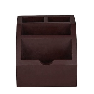 Vendita calda eco-friendly Desktop da ufficio portapenne <span class=keywords><strong>in</strong></span> <span class=keywords><strong>legno</strong></span> per risparmiare spazio marrone quadrato elegante accessorio da tavolo - Product Image 3