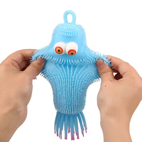 Vente en gros OEM Jouet anti-stress Fidget lumineux en LED en forme de pieuvre, chenille ou boule gonflable en PU pour garçons et filles