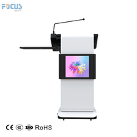 Chaire intelligente avec signalisation LED utilise un podium multimédia d'église avec des microphones intégrés et des pupilles numériques avec écran de 21.5 pouces