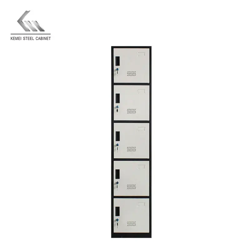 Structure rabattable de haute qualité, utilisation générale, 5 compartiments de porte, casier en acier, armoire en métal, casier de rangement pour vêtements