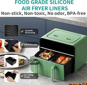 Panier de remplacement en silicone réutilisable pour friteuse à air, plateau de cuisson, <span class=keywords><strong>accessoires</strong></span> pour friteuse à air, doublures en silicone, pot pour <span class=keywords><strong>Ninja</strong></span> <span class=keywords><strong>Foodi</strong></span> Dual - Product Image 4