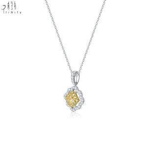 New Collection Exquisite Luxury Yellow Diamonds Handmade Necklace Jewelry 18K <b>Solid</b> <b>Gold</b> Real Natural Diamonds <b>Pendant</b> Necklace - Product Image 4