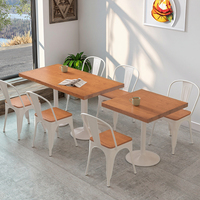 Ensemble de chaise de Table à manger carrée moderne nordique Art de fer commercial en bois massif pour café Internet magasin de thé au lait Restaurant loisirs