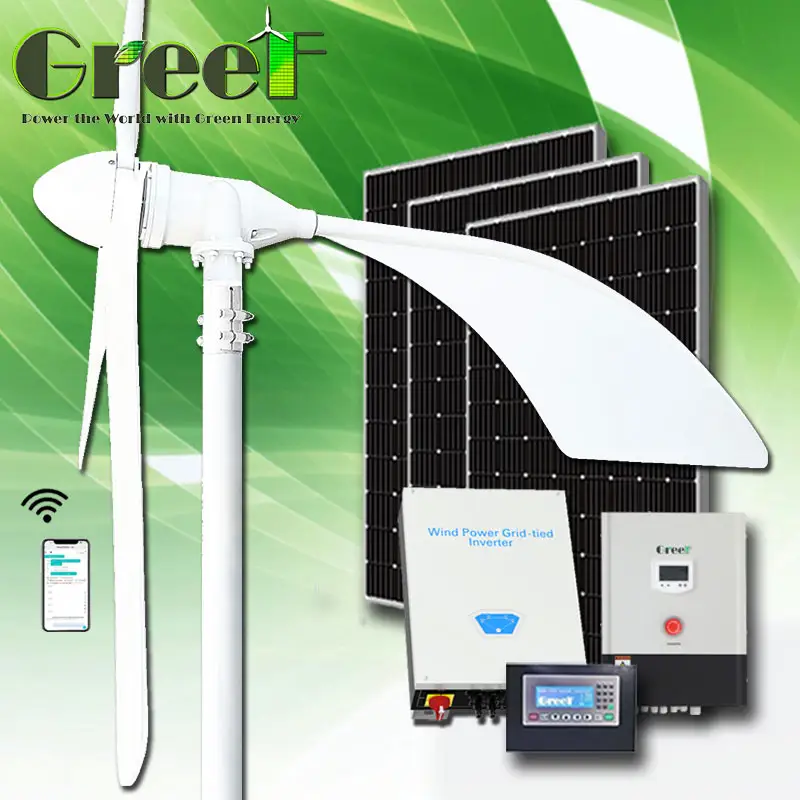 1KW 2KW 3KW High-Efficiency Household Windmill Wind-Solar Hybrid Power Generation System Horizontal Axis Wind Turbine