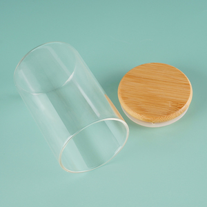 Obral besar tutup bambu dengan stoples kaca botol penyimpanan PC berkelanjutan untuk permen makanan madu pemasok grosir - Product Image 5
