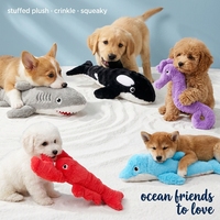 Jouet en peluche pour chien en forme d'animal marin, couineur, froissable, durable, écologique, non toxique, jouet à mâcher interactif pour créatures marines, en vrac