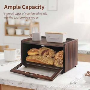 Caja de pan de madera rectangular, estuche de almacenamiento para mantener frescos los productos de panadería, pan tostado, frutas y verduras - Product Image 3