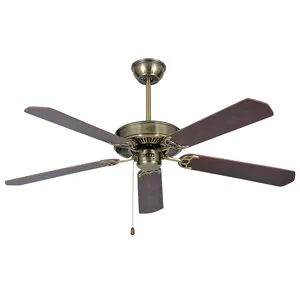 52 inch antique brass 5 plywood blades ac 220v motor pull chain decorative classic retro ceiling fan without light