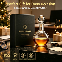 Ensemble cadeau de carafe à whisky personnalisée 850 ml, carafe à liqueur personnalisée en verre cristal dans un coffret cadeau, cadeau d'anniversaire, cadeau d'entreprise