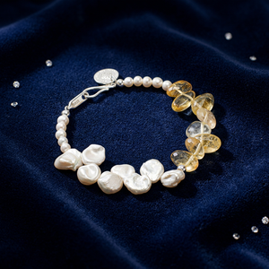 Bracelet en perles baroques de citrine de style français avec fermoir argenté réglable - Product Image 3
