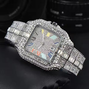<b>Men's</b> Luxury Moissanite Diamond Quartz Watch Square Case 5mm Stainless Steel Band Alloy Professional Executive Timepiece - Product Image 1