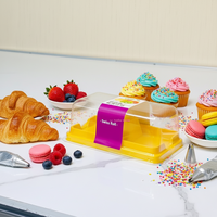 Boîte d'emballage pour gâteau roulé, boîte à pain rectangulaire en plastique, boîte à pain grillé, base dorée avec couvercle transparent, jetable pour usage alimentaire