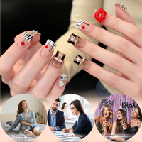 Nouvelles extensions d'ongles en acrylique épais 100 % pour enfants, forme cercueil, de luxe, faites à la main, à presser