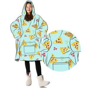 Sweat-shirt couverture à capuche imprimé intégral en sherpa, surdimensionné, chaud et douillet en polaire pelucheuse pour femme - Product Image 1