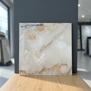 Carreaux de sol en céramique émaillée effet dalle de marbre blanc 400x400mm, porcelaine, pour salon, intérieur - Product Image 2