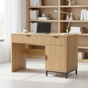 Bureau d'ordinateur en MDF personnalisé avec tiroirs et grande capacité, design écologique et peu encombrant, pieds en métal pour usage domestique ou professionnel - Product Image 1