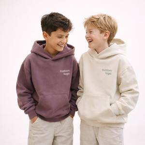 Felpa Minimalista per Bambini OEM ODM con Logo Ricamato, Produttore di Felpe Premium in <span class=keywords><strong>Pile</strong></span> Pesante - Product Image 1