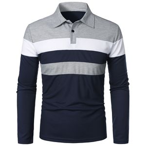 <span class=keywords><strong>Polo</strong></span> à la mode à <span class=keywords><strong>manches</strong></span> <span class=keywords><strong>longues</strong></span> et à rayures contrastées décontracté de grande taille pour hommes - Product Image 2