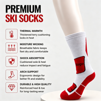 Chaussettes de ski sur mesure de haute qualité, fabrication OEM ODM, chaussettes de sport thermiques durables, évacuation de l'humidité pour les activités de plein air sur neige