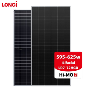 Paneles Solares Bifaciales de Doble Vidrio Longi HiMO <span class=keywords><strong>7</strong></span> de Alta Calidad, de 595W-625W, para Sistemas de Energía Solar Residenciales, Módulo Fotovoltaico - Product Image 1